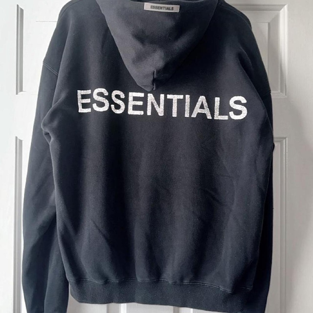 Fear of God Essentials 3M Reflective Logo Hoodie Black Medium Oversized Size M